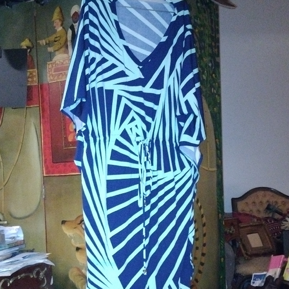 Haani Fun Navy and White Asymmetrical Dress/Top/Coverup 3X